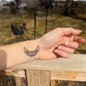 Geo Moon Temporary Tattoo, Geometric Moon Temporary Tattoo, Moon Temporary Tattoo, Moon Sticker, Moon Decal, Witchy Moon Sticker