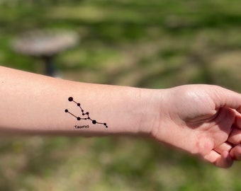 Taurus Constellation Temporary Tattoo: Waterproof Star Sign Decal