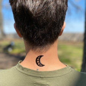 Crescent Moon Temporary Tattoo, Moon Phase Temporary Tattoo, Moon Tattoo