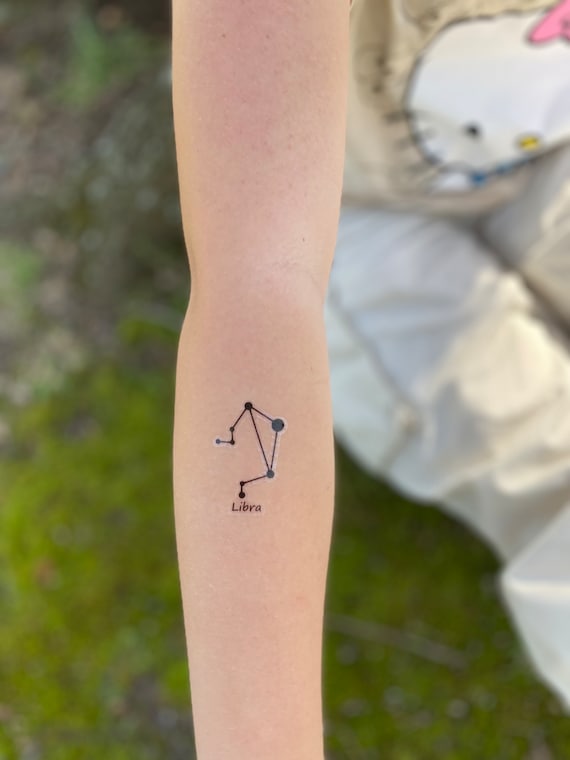 Libra Constellation Temporary Tattoo Sticker set of 2 - Etsy
