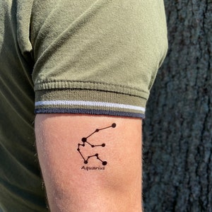 Aquarius Star Temporary Tattoo, Zodiac Temporary Tattoo, Aquarius Constellation Tattoo, Aquarius  Star Sticker, Aquarius Star Decal