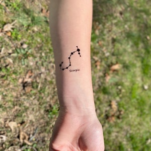 Scorpio Star Zodiac Temporary Tattoo, Scorpio Constellation Temporary Tattoo, Scorpio Star Sticker, Scorpio Star Decal,