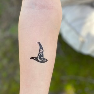 Witch Hat Temporary Tattoo, Pointed Hat Temporary Tattoo, Witch Moon Hat Tattoo, Witch Hat Sticker, Witch Hat Decal
