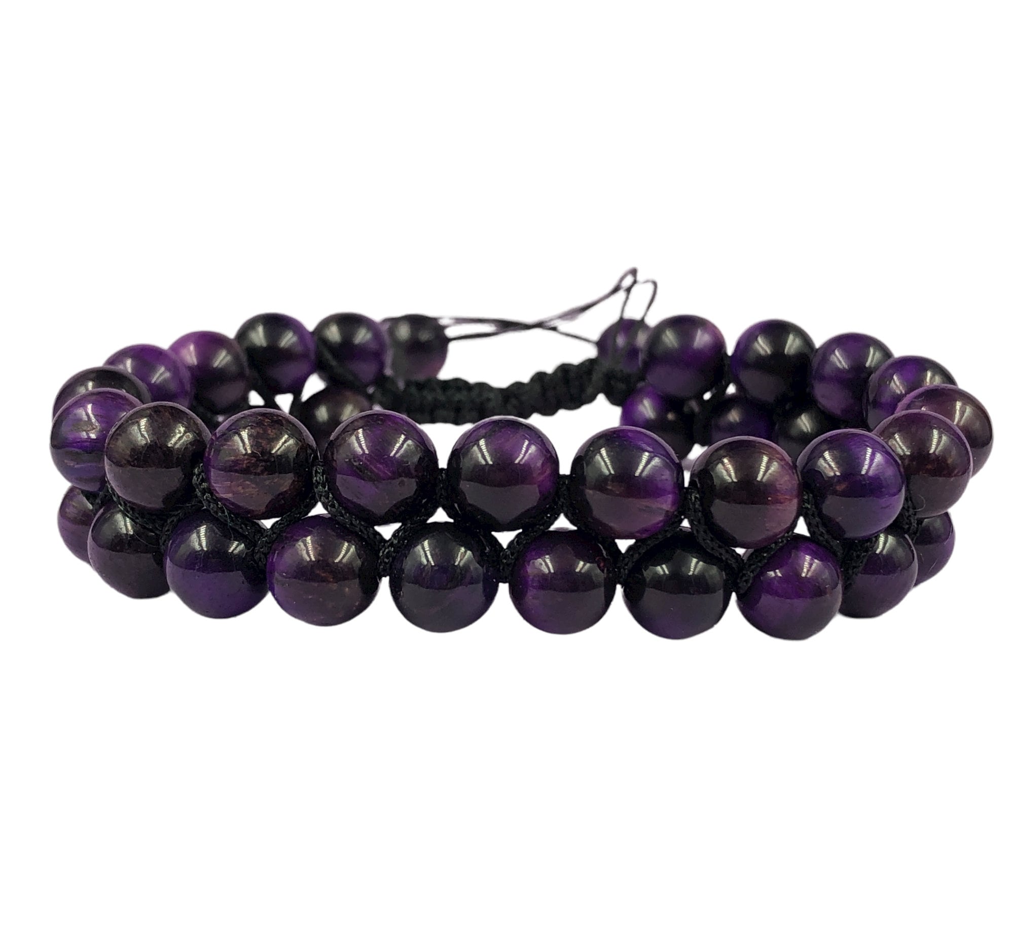 8mmパープルタイガーアイビーズブレスレット：マクラメ調節糸 - Etsy 日本