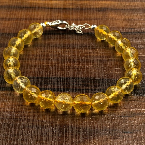 ファセットカットのシトリンブレスレット：8 mmの宝石、11月の誕生石