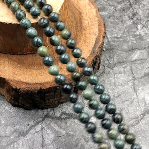 8mm Kambaba Jasper Loose Beads, Green Kambaba Jasper Full Beads Strand, Jasper Round Smooth Beads For DIY Jewelry Making Necklace Bracelet