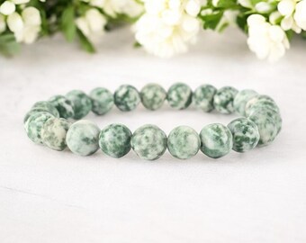 Armband natuurlijke boomagaat: ronde edelsteenkraal van 8 mm, 7,5 inch stretch