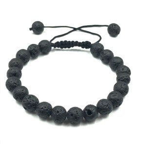 8mm Black Lava Stone Bracelet, Black Rock Lave Beaded Bracelet, Protection Bracelet, Dailywear Bracelet, Adjustable Bracelet For Men & Women