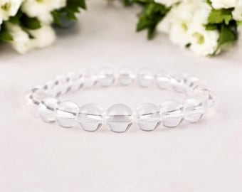 Phenakite Crystal Bracelet: 8mm Round Gemstone, Stretchable Bracelet For Gift, Unisex Jewelry