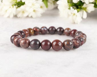 Pietersite Bracelet, Brown Stone Bracelet, 8mm Bead Stretch Bracelet, Handmade Jewelry