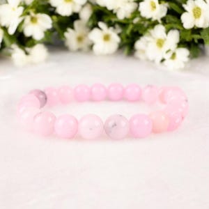 Rosa Opal Armband, handgemachte Rosa Opal Edelstein Armband, rosa Kristall Armband, dehnbare Armband 19,5 &quot;, Oktober Birthstone Schmuck für Geschenk