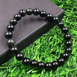 Black Onyx Beaded Bracelet, 8mm Black Onyx Gemstone Bracelet, Protection Bracelet, Dailywear Bracelet, Stretchable Bracelet for Women & Men