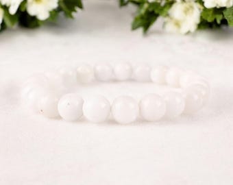 8mm Rainbow Moonstone Bracelet: Handmade Beaded Energy Bracelet