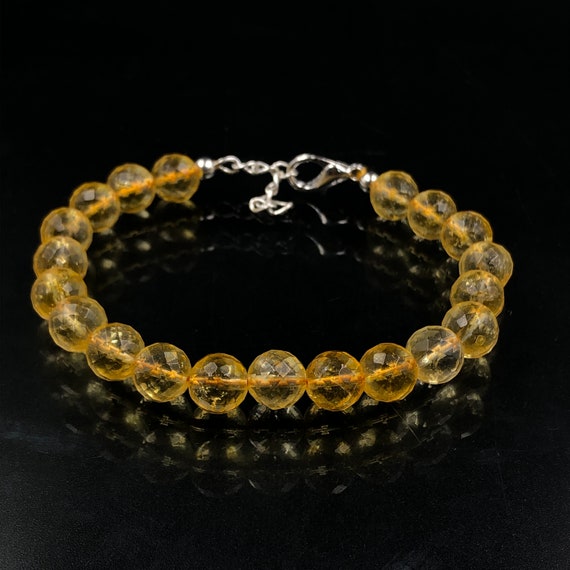 ファセットカットのシトリンブレスレット：8 mmの宝石、11月の誕生石