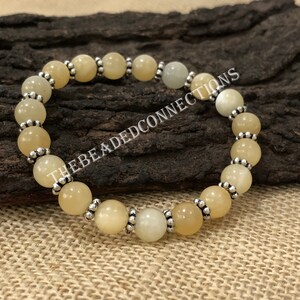 Gele calcietarmband: handgemaakt edelsteenkristal, elastische armband met 8 mm kralen