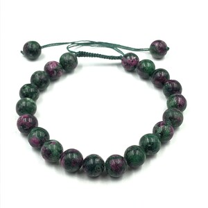 Natural Ruby Zoisite Stone Bracelet, 8mm Ruby Zoisite Bracelet, Charm Bracelet, Unisex Bracelet For Gift, Protection Balance Bracelet