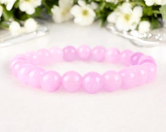 8mm Pink Kunzite Bracelet: Natural Gemstone Stretch Bracelet For Gift