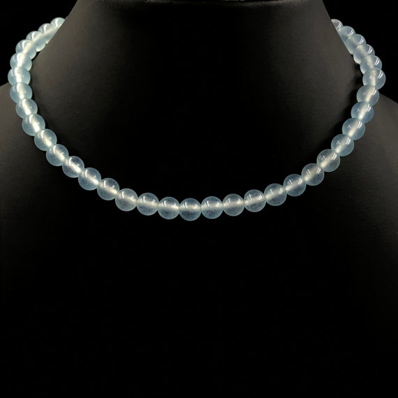 ライトブルーのビーズチョーカー ブルー ライトブルー ビーズ チョーカー ネックレス イヤリング