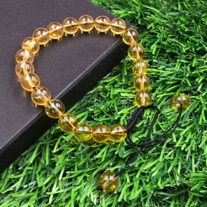 Yellow Citrine Beaded Bracelet, 8mm Beads Citrine Bracelet, November Birthstone Jewelry, Money Attract Bracelet, Unisex Bracelet For Gift