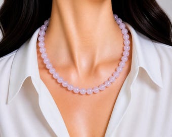 Lavendel Jade Perlen Halskette: Handgemachte Lila Edelstein Choker Für Sie