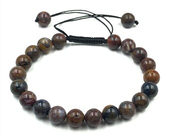 Pulsera de pietersita africana: Piedra redonda, pulsera para la sanación de los chakras, joyería unisex.