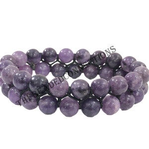 Lepidolite Beaded Stretch Bracelet, Double Strand Bracelet, 8mm Lepidolite Gemstone Bracelet, February Birthstone, Bracelet For Men & Women