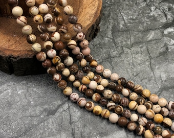 Natural Peanut Wood Jasper Round Shape Gemstone Beads Jasper Smooth Beads AAA Quality Jasper Plain Loose Beads Healing Gemstone For Jewelry