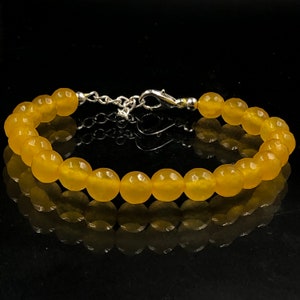 Pulsera de jade amarillo facetado, pulsera de cuentas de 8 mm, pulsera de cristal curativo, pulsera de uso diario para regalar.