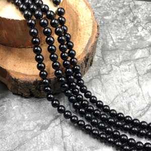 Black Onyx Smooth Round Beads, 6 & 8mm Black Onyx Loose Beads, Natural Black Onyx Beads For Jewelry, Black Onyx Wholesale Beads Full Strand