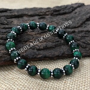 Green Tiger Eye Gemstone Bracelet: Healing, Calming, Protection