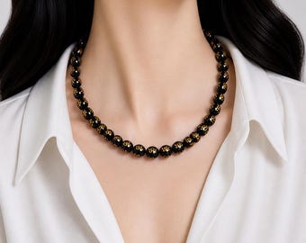 感情的なネックレス 天然アラゴナイトペンダント ブラックオニキス 