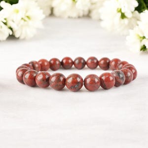 Red Jasper Bracelet, 8mm Red Jasper Stretchy Bracelet, Handmade Bracelet, March Birthstone Bracelet, Friendship Bracelet For Men & Women