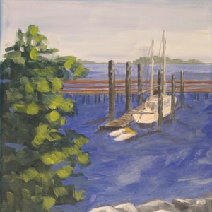 Waiting to Go - original plein air acrylic painting on 9 X 12 inch wrapped canvas, unframed