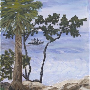 Sunset Beach Morning (Sunset Beach Park, Tarpon Springs, FL) - Original acrylic painting, 11x14 on wrapped canvas. (Frame not included.)
