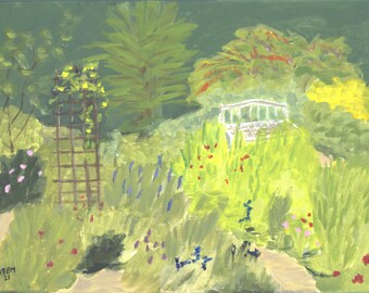 Sunken Gardens - original plein air acrylic painting of Sunken Gardens, FL, 12x9 on wrapped canvas