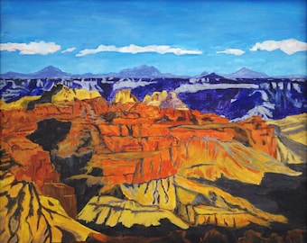 Grand Canyon - original, acrylic, painting, canyon, national park, Arizona, nature, landscape, wonder of the world, earth, geology, scenery