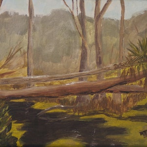 Fallen Palm - original plein air acrylic painting on 12 X 9 inch wrapped canvas, unframed