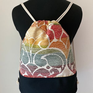 Canvas Drawstring Backpack, Yoga Bag, Gym Bag, Beach Bag, with back Zipper