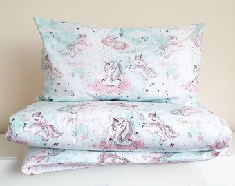 Girls Unicorn Duvet, Cot bed set, 100% Cotton Pillowcase, Junior Bed,Pink Unicorn,Toddler Bed, Bedroom decor, Baby Bed Linen
