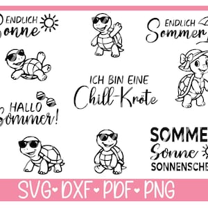 Plotterdatei Bundle Sommer Schildkröte Urlaub turtle,Geschenke Spruch Deutsch, Plotterdatei Schriftzug, svg dxf ,
