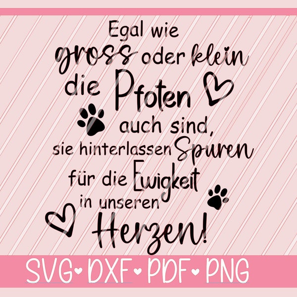 Plotterdatei Hund Pfoten  Spruch Deutsch, Plotterdatei Schriftzug, svg dxf für Kissen Dekokissen, Spruch für Tasche,