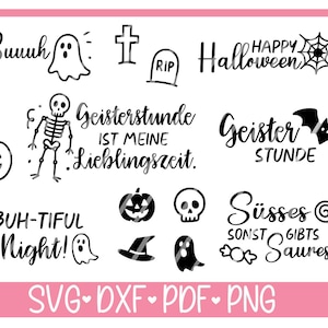 Plotterbestandbundel Halloween heksenuur, cadeaus met Duitse tekst, plotterbestandletters, svg dxf
