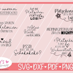 Plotterdatei plätzchen Weihnachten Spruch Deutsch, Plotterdatei Schriftzug, svg dxf, Kekse backen Keksdose