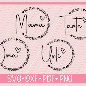 Plotterdatei Oma Mama Tante Urli Geschenke Spruch Deutsch, Plotterdatei Schriftzug, svg dxf Kissen Tasche plotten