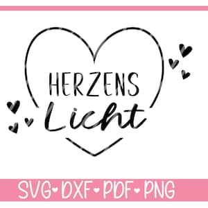 File plotter Herzenslicht tedesco, file plotter lettering, svg dxf lanterna, lampada ecc.