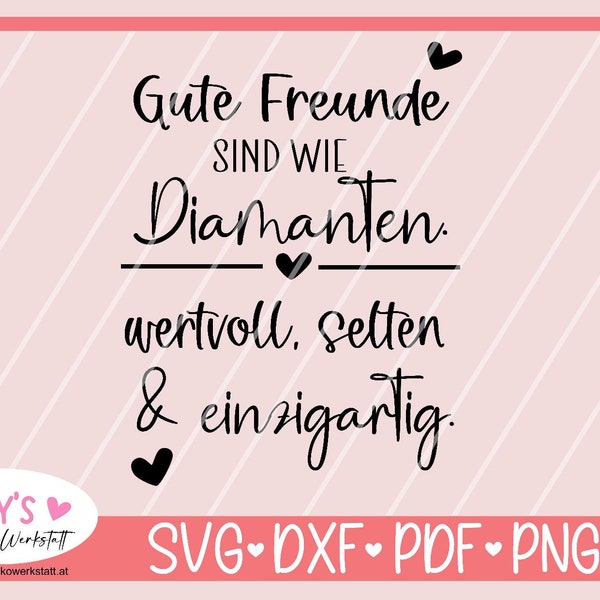 Plotter file friends, friendship, saying German, plotter file lettering, svg dxf for pillow decorative pillow, saying for bag,