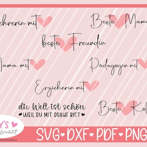 Plotterdatei Spruch Freundin, mama, Erzieherin, Kollegin Deutsch, Plotterdatei Schriftzug, svg dxf Schlüsselanhänger