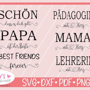 File plotter Mama Papa German, file plotter scritte, portachiavi in formato SVG DXF