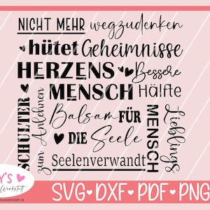 Plotterdatei Herzensmensch Freunde  Spruch Deutsch, Plotterdatei Schriftzug, svg dxf für Kissen Dekokissen, Spruch für Tasche,Freundschaft