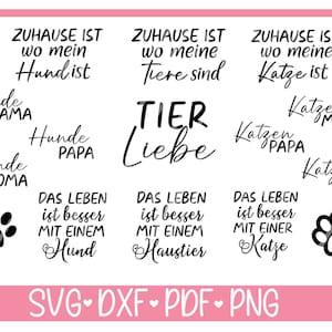 Plotterdatei Tierliebe Hund Katze Spruch Deutsch, Schriftzug, svg dxf ,Sofortdownload, Plotten Hundemama, katzenmama